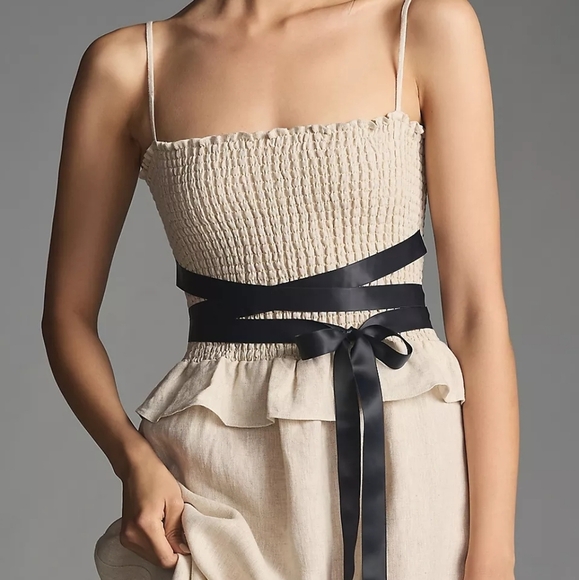 Reformation Miles Linen Dress in Oatmeal size L NWT - Picture 2 of 9